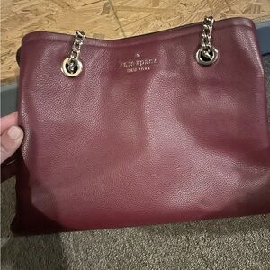 Kate Spade Red Leather Shoulder Bag with Chain Strap